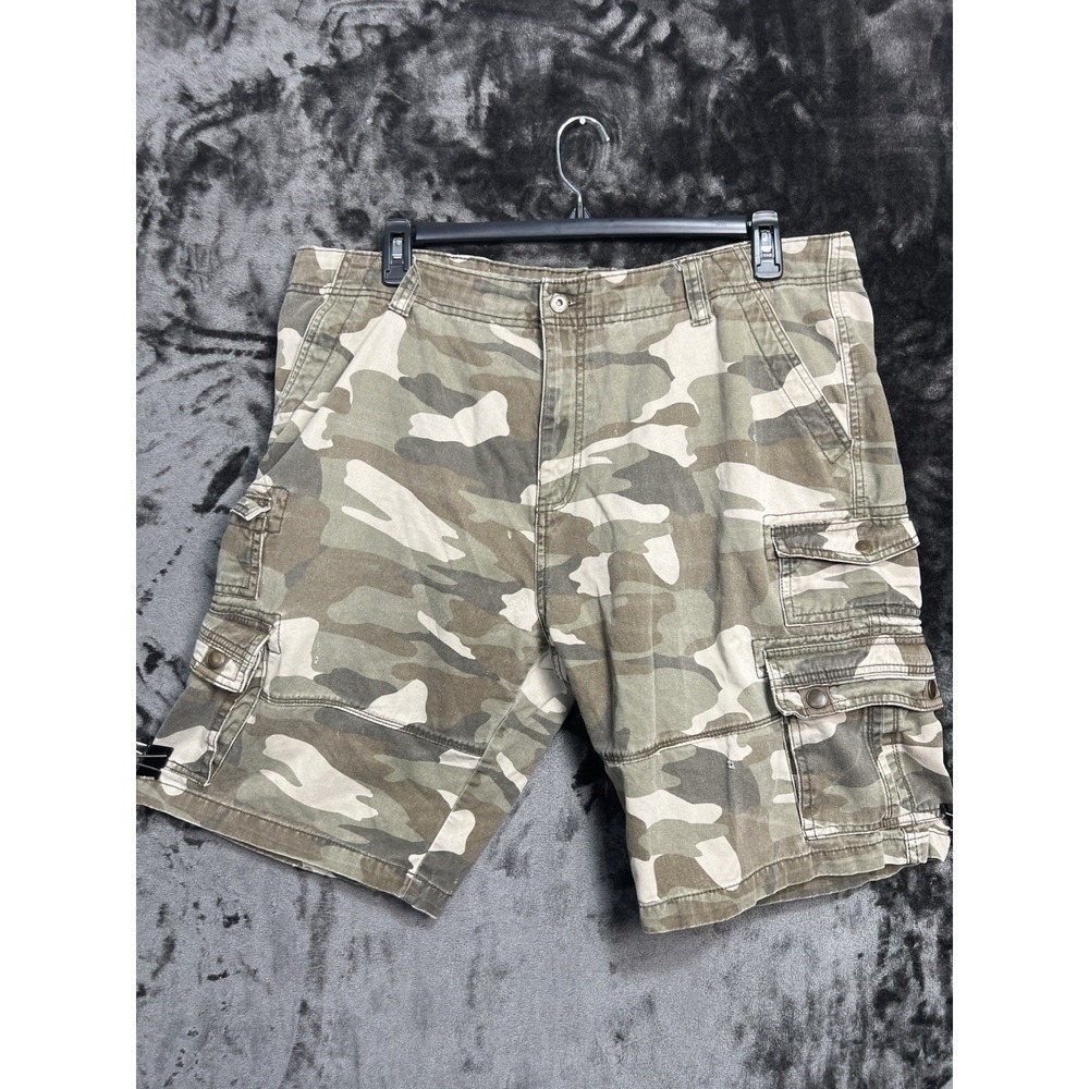 Iron Co Men's 38 Distressed Camo‎ Cargo Shorts Military Utility Streetwear